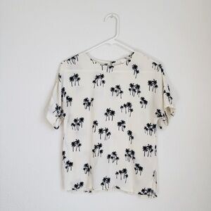 H&M Palm Tree Print Blouse in Ivory 4